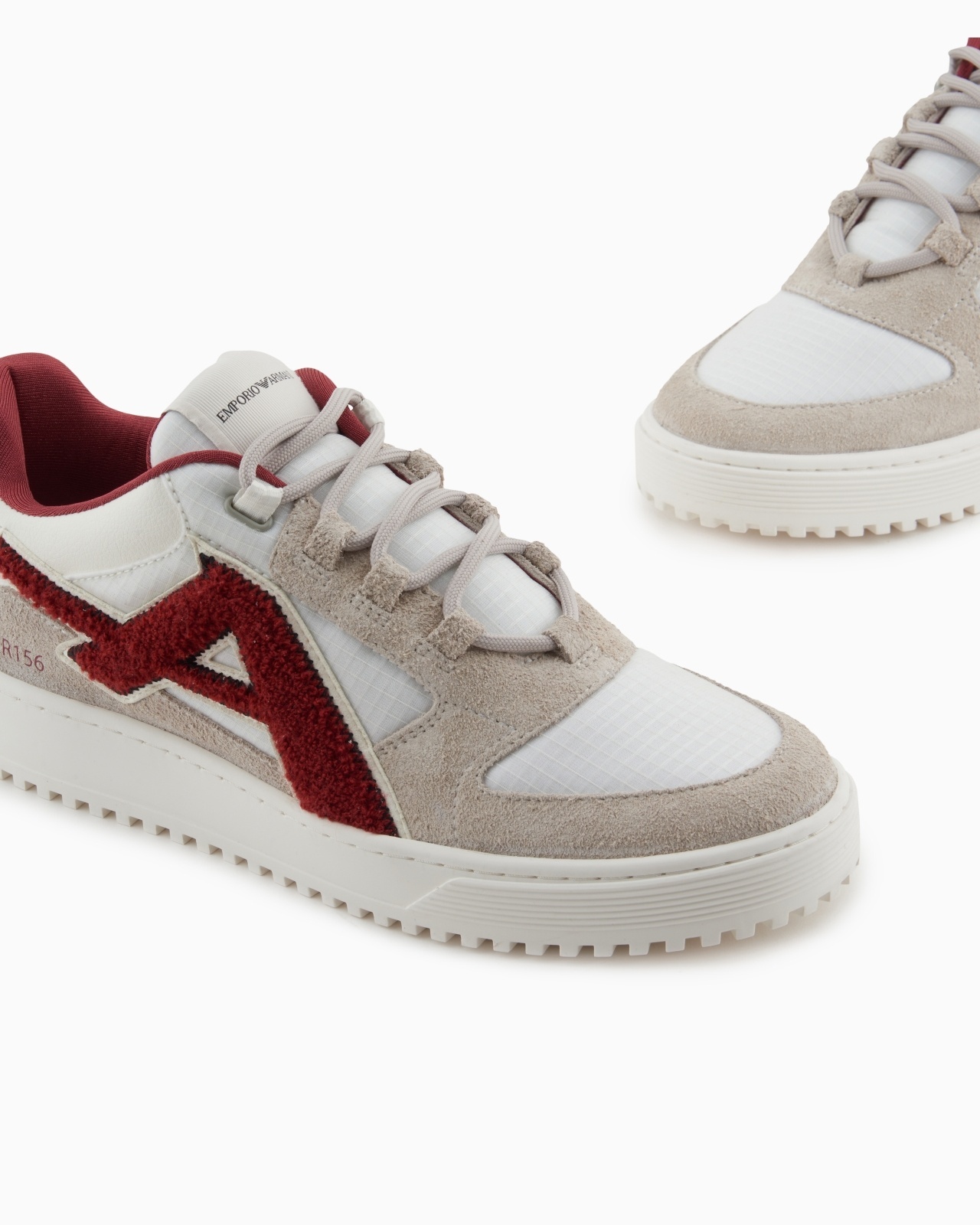 Emporio Armani Panelled Sneakers In Gray