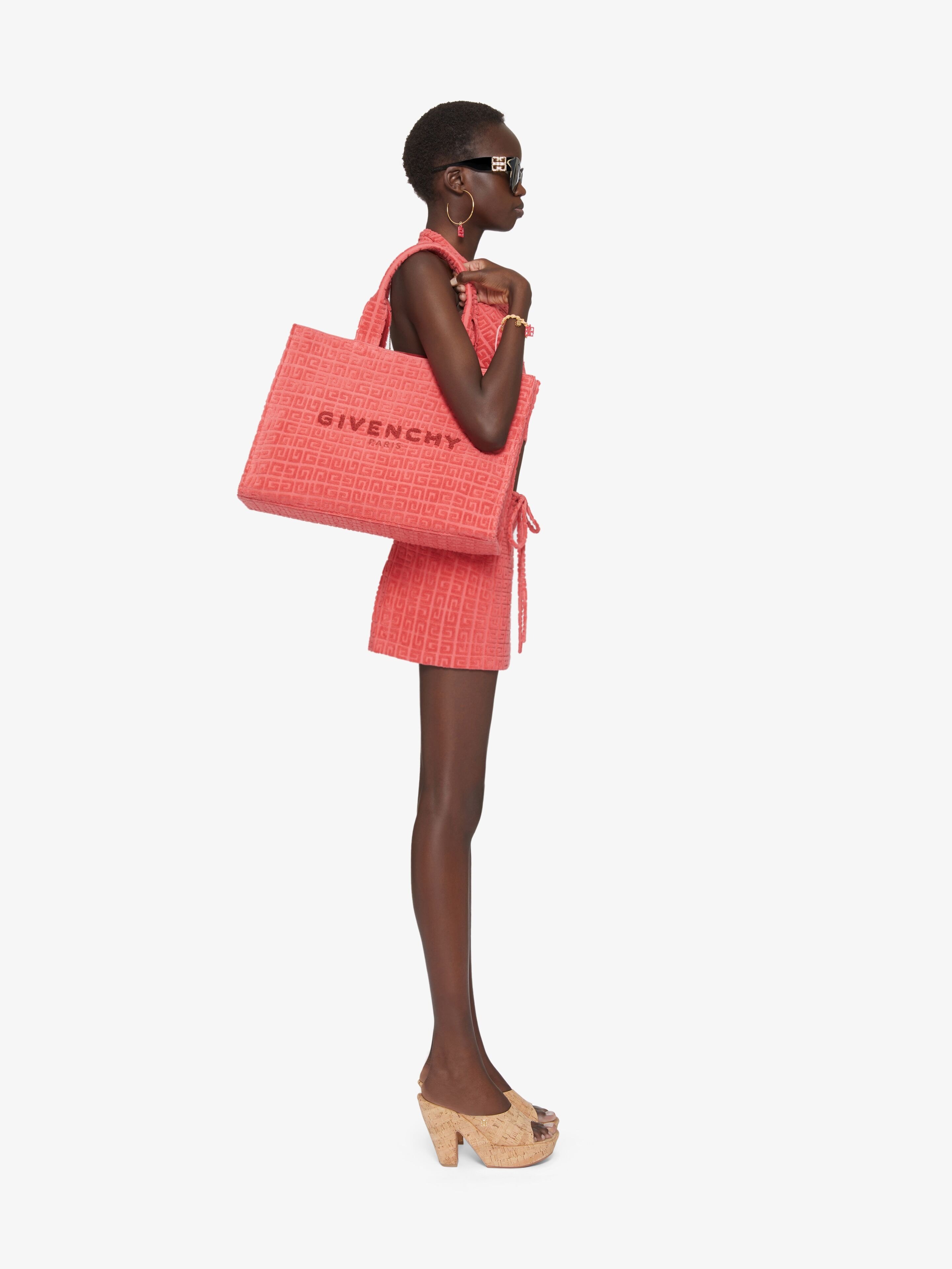 Givenchy Medium G-tote Bag In 4g Cotton Towelling In Pink