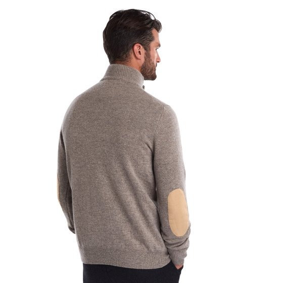 Barbour Half-zipper Button Knitted Pullover In Nude