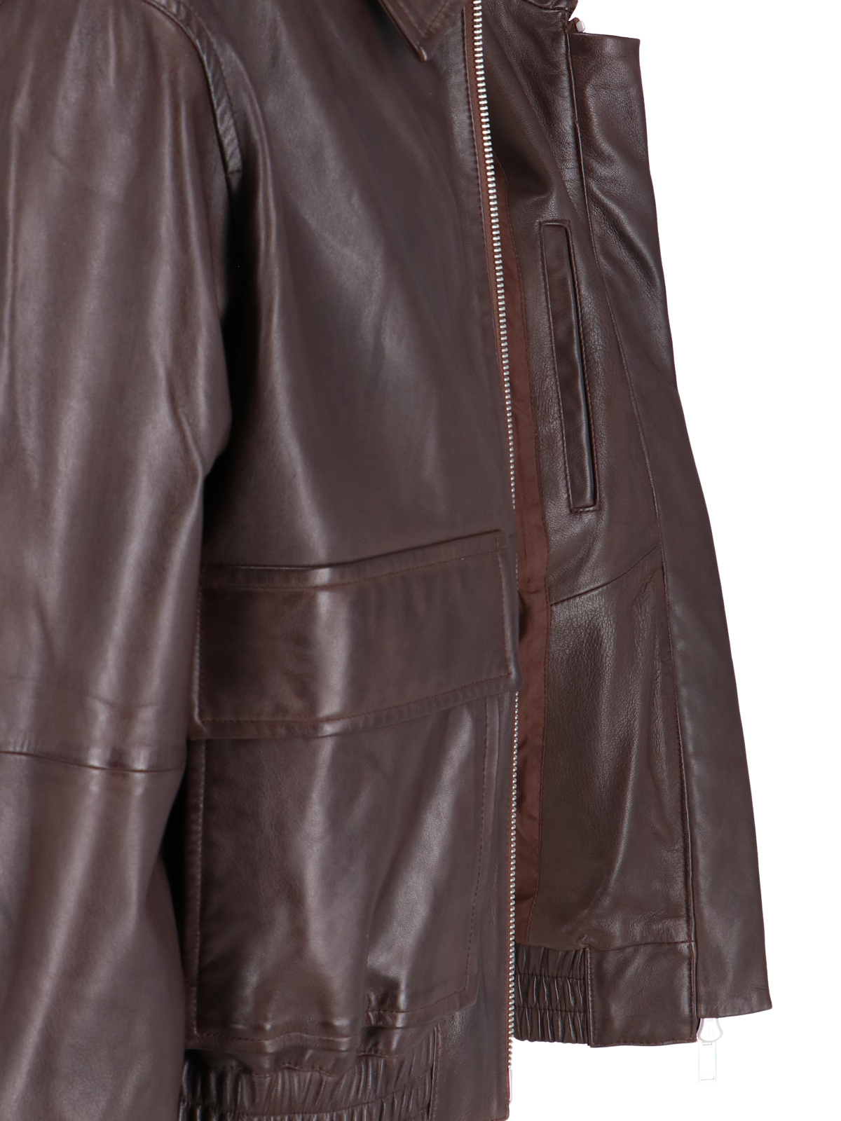 Studio Nicholson Piston Leather Zip-up Jacket In Brown
