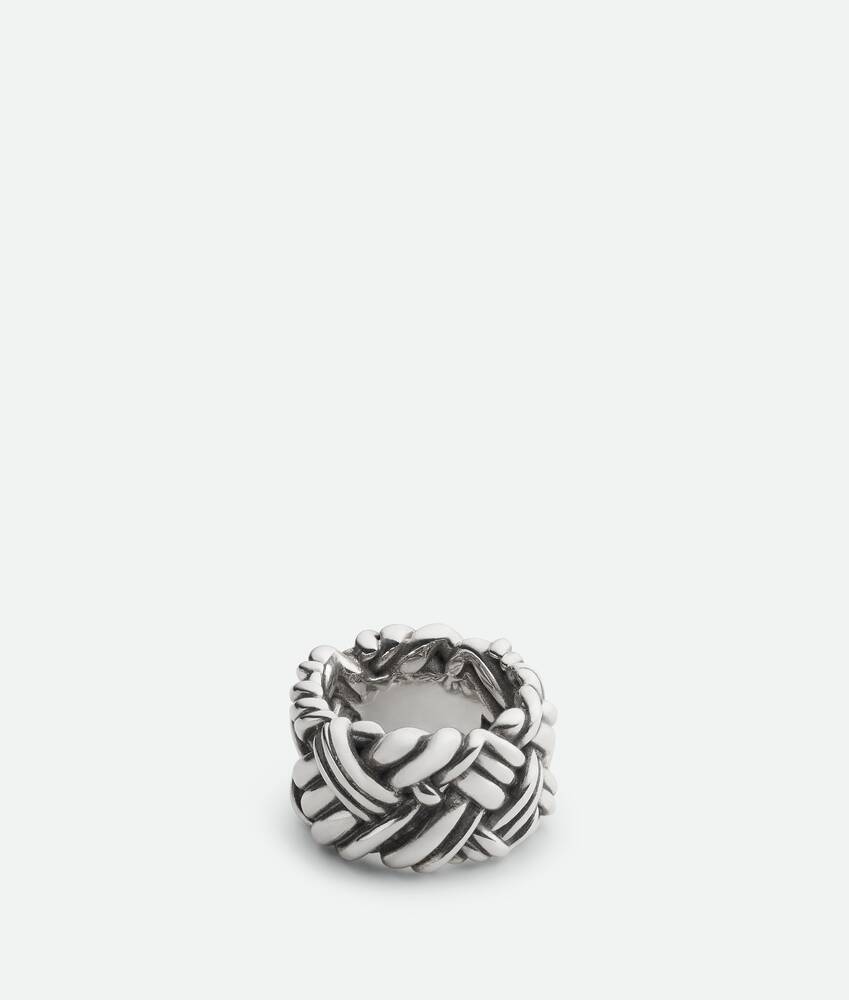 Bottega Veneta Woven Pattern Ring In Black