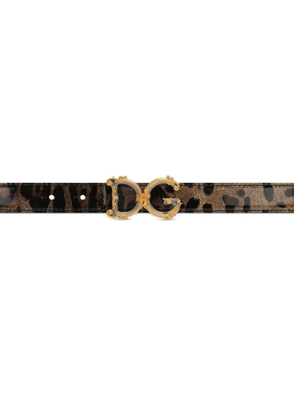 Dolce & Gabbana Dg-buckle Leopard-print Belt In Black