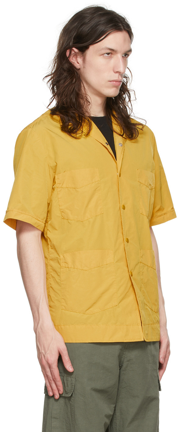 Aspesi Logo Lapel Short-sleeved Casual Jacket In Yellow