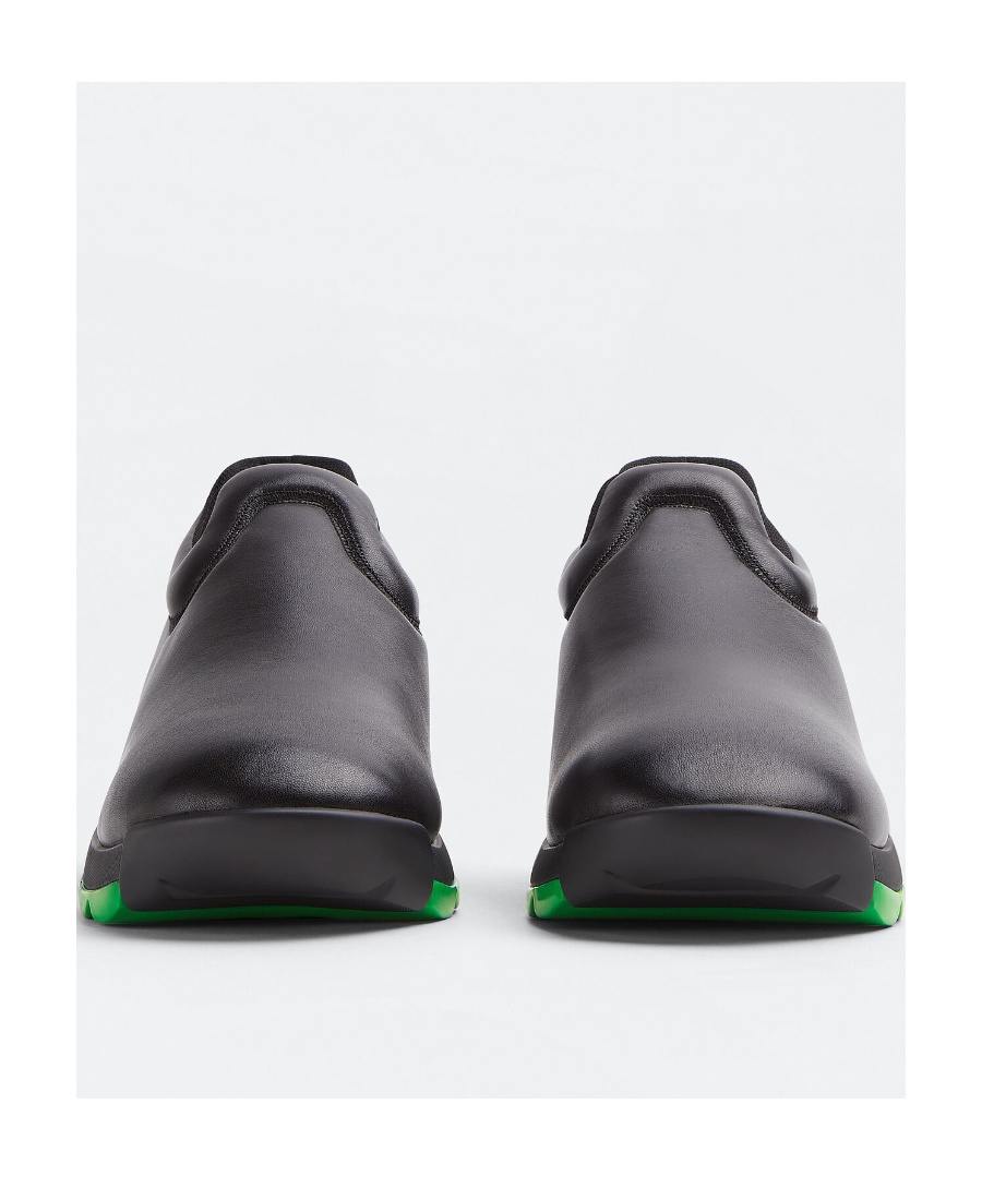 Bottega Veneta Polished-finish Ridged-sole Sneakers In Black