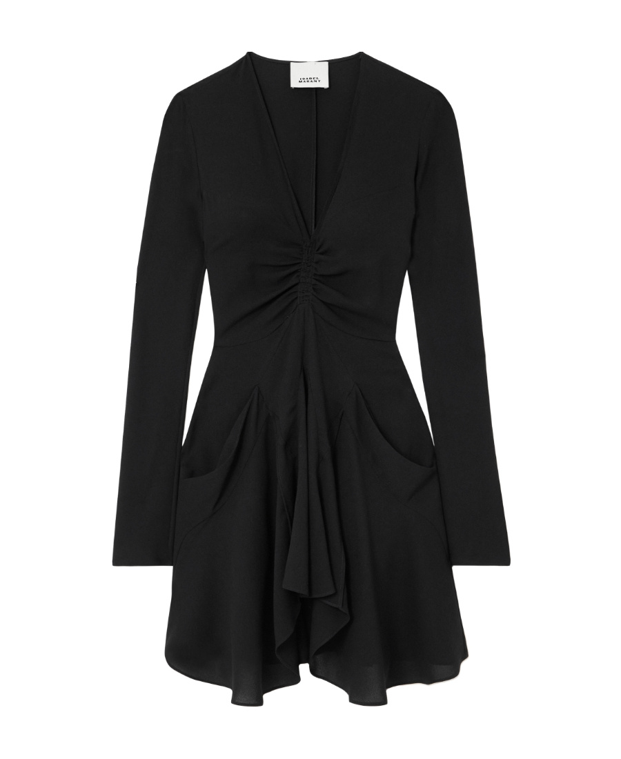 Shop Isabel Marant V-neck Draped Midi Dress In Black
