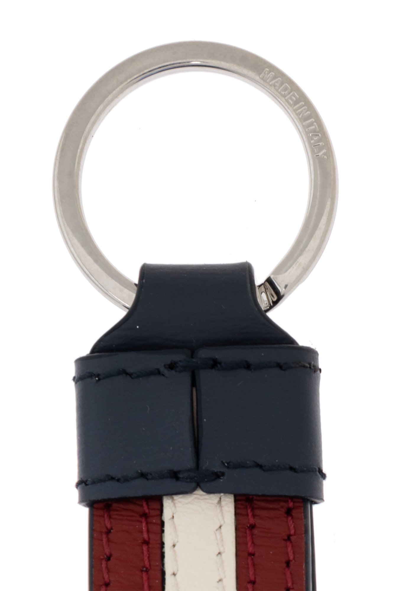 Bally Debossed Leather Keychain In Black