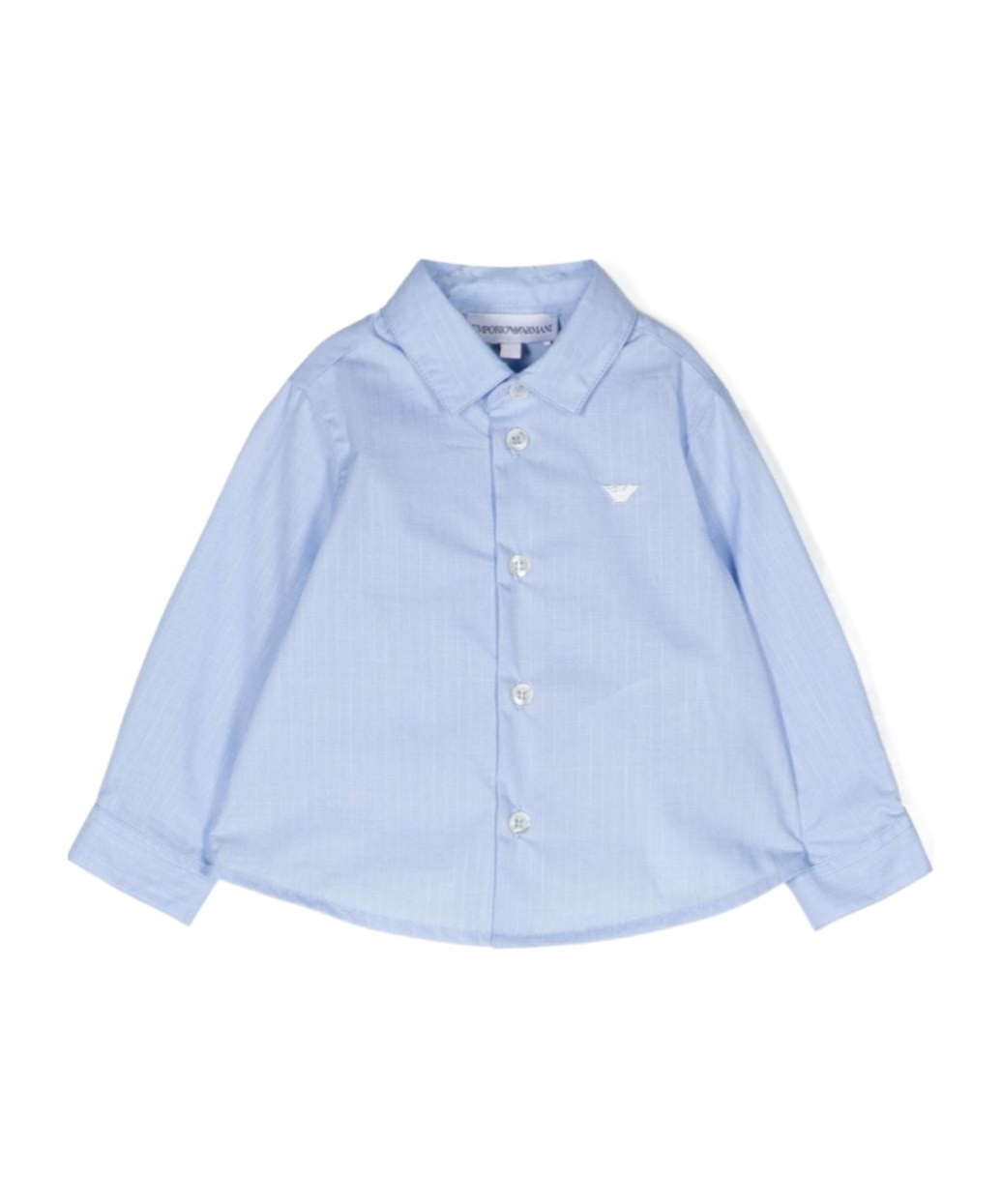 Emporio Armani Stripe-embroidered Cotton Shirt In Blue