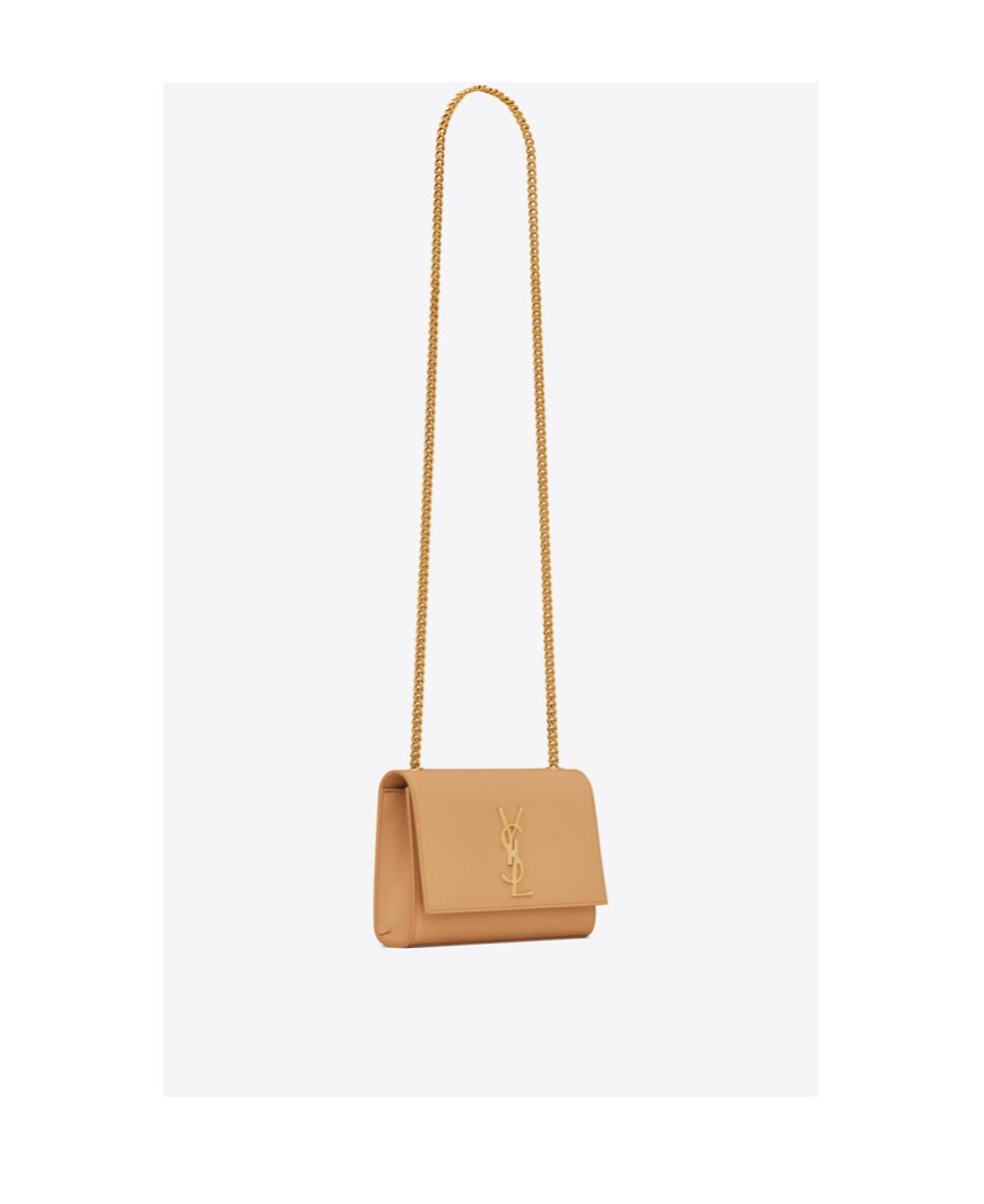 Saint Laurent Logo-plaque Crossbody Bag In Nude