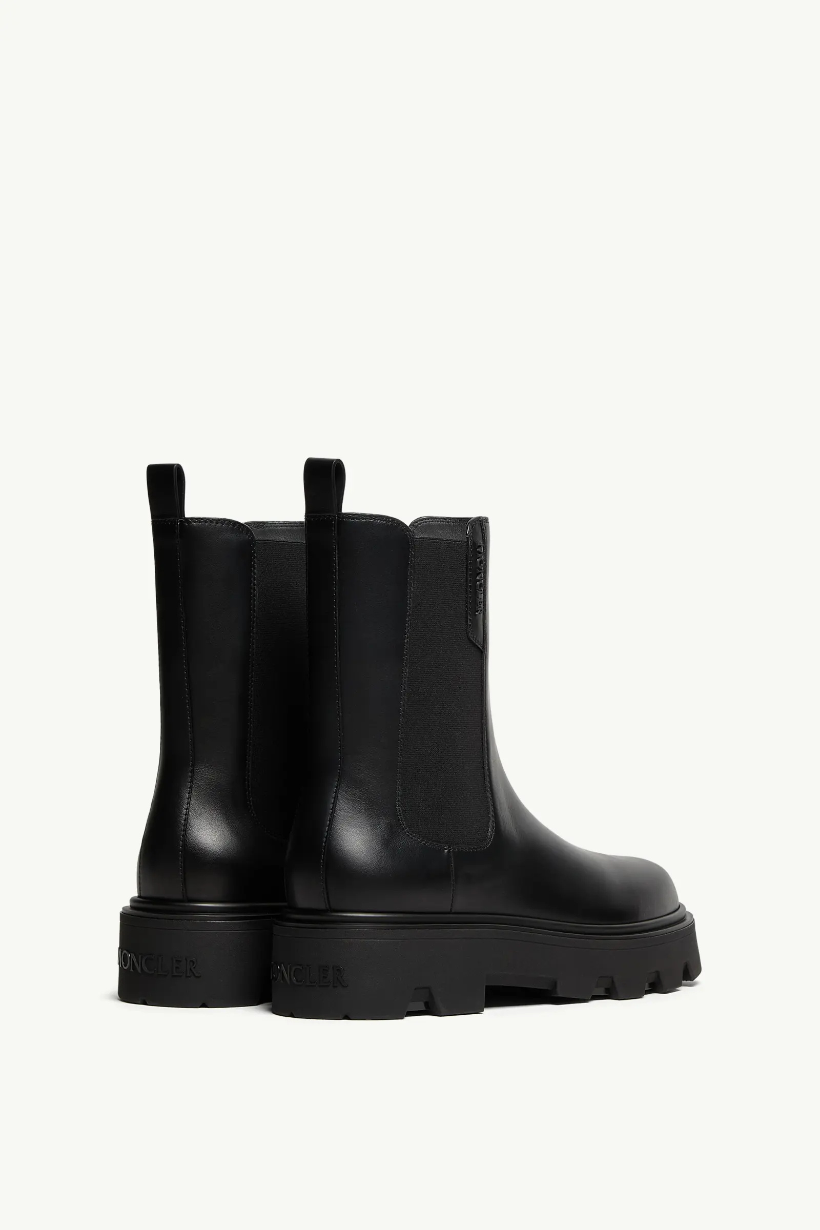 Moncler Black Leather Aurea Chelsea Ankle Boots In Black