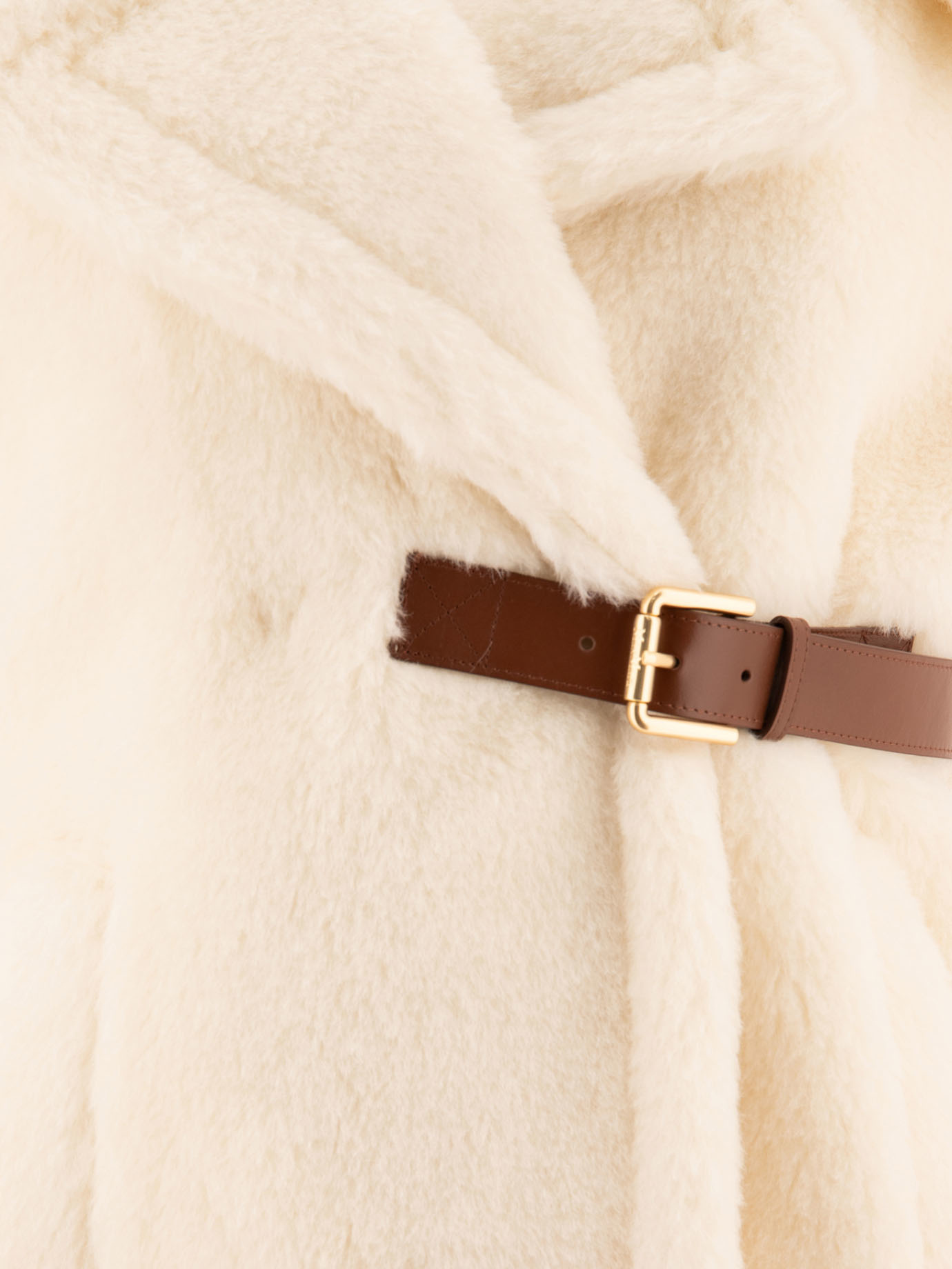Max Mara Teddy Fabric Alpaca And Wool Cape In Nude