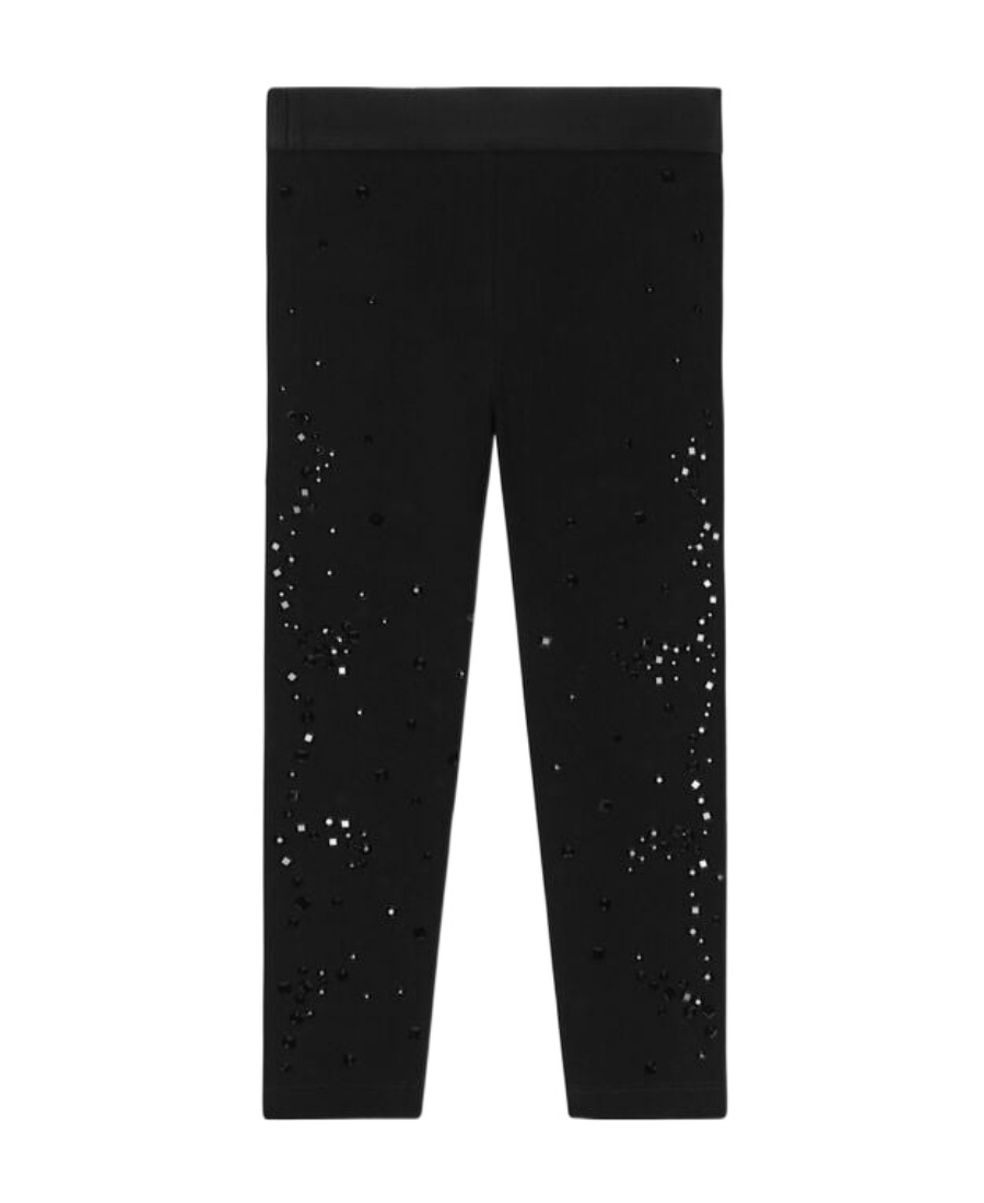 Dolce & Gabbana Crystal-embellished Logo-waistband Leggings In Black