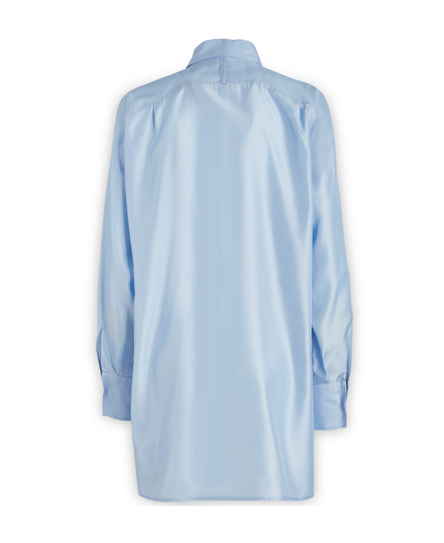 Ferragamo Silk Shirt Button Cuffs In Blue