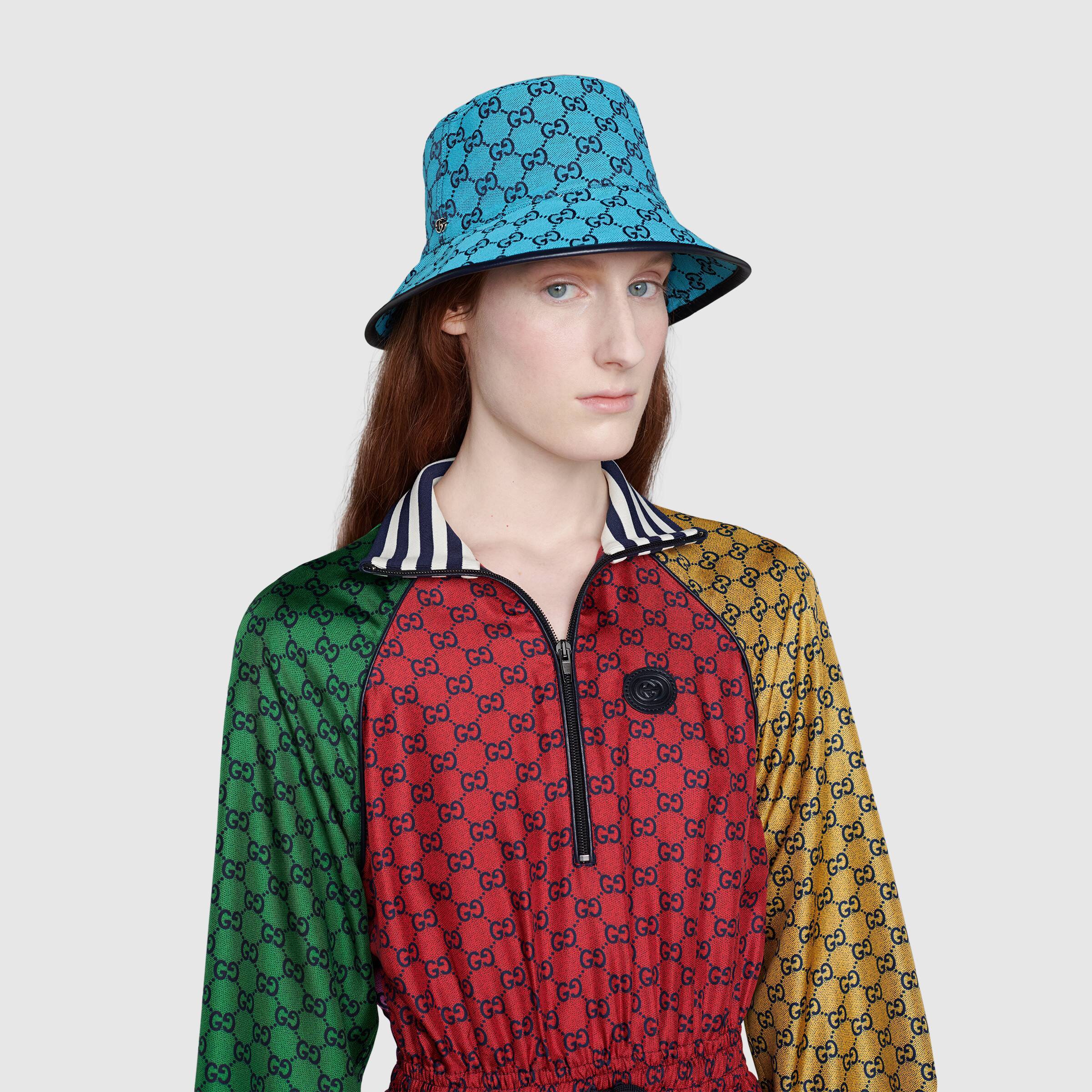 Gucci Gg Multicolor Bucket Hat In Blue