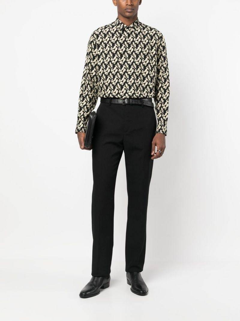 Saint Laurent Abstract-print Cotton Shirt In Black