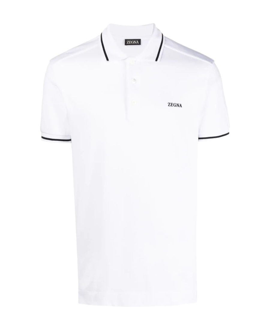 Shop Zegna Logo-embroidered Polo Shirt In White