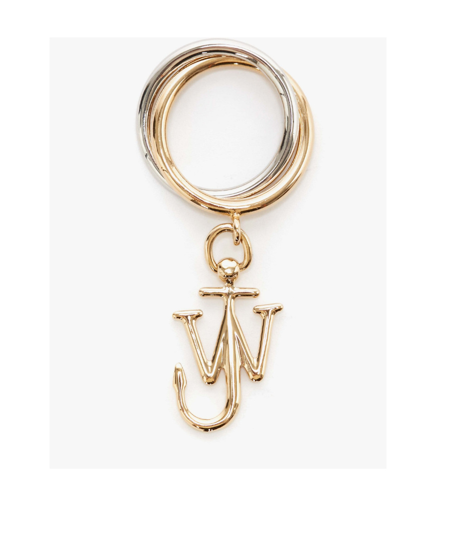 JW ANDERSON ANCHOR-CHARM DOUBLE-LOOP RING