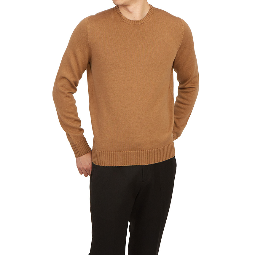 Drumohr Merino Wool Crew-neck Sweater In Brown