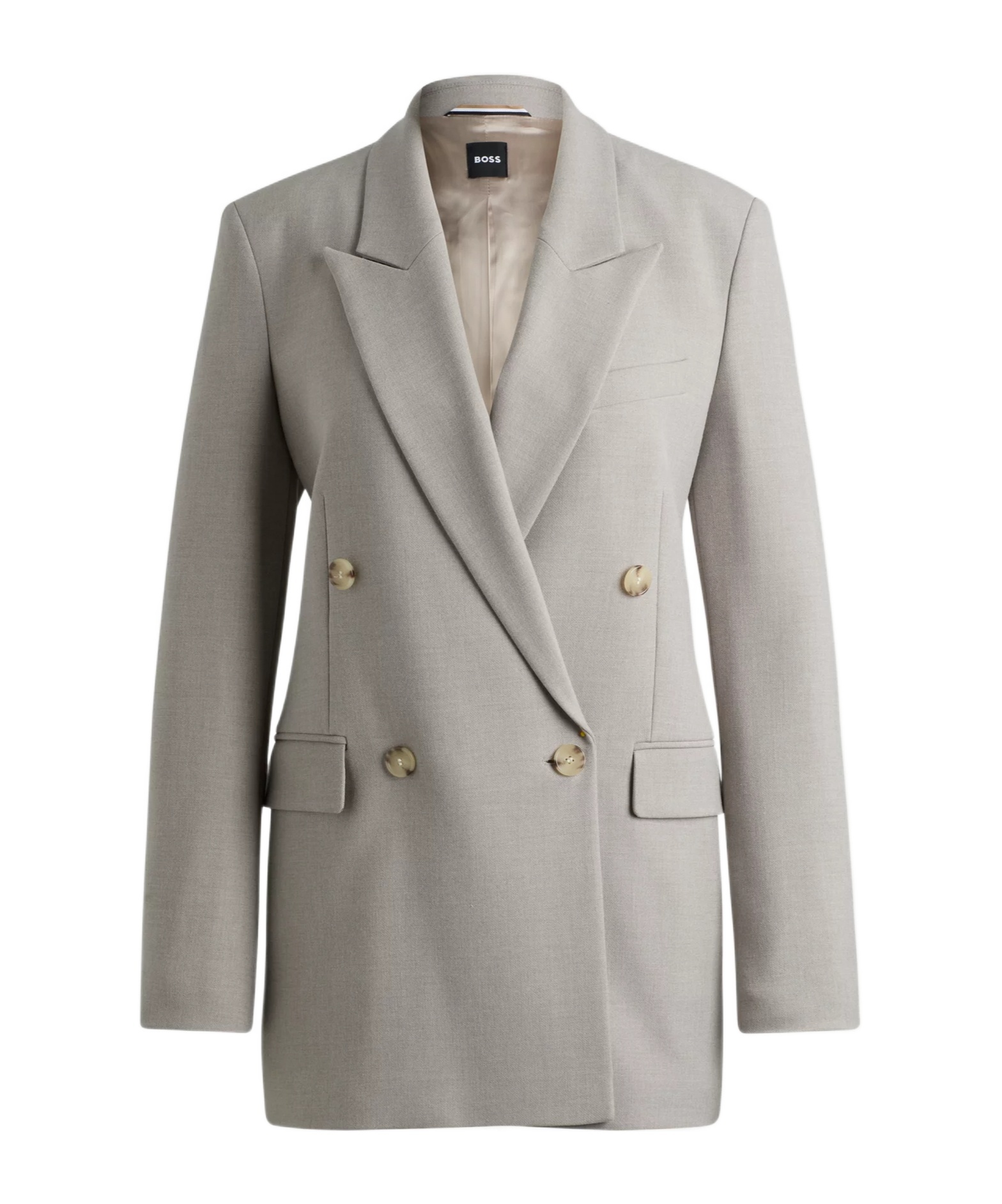 Hugo Boss Regular-fit Jacket With Double-breasted Closure In Gray