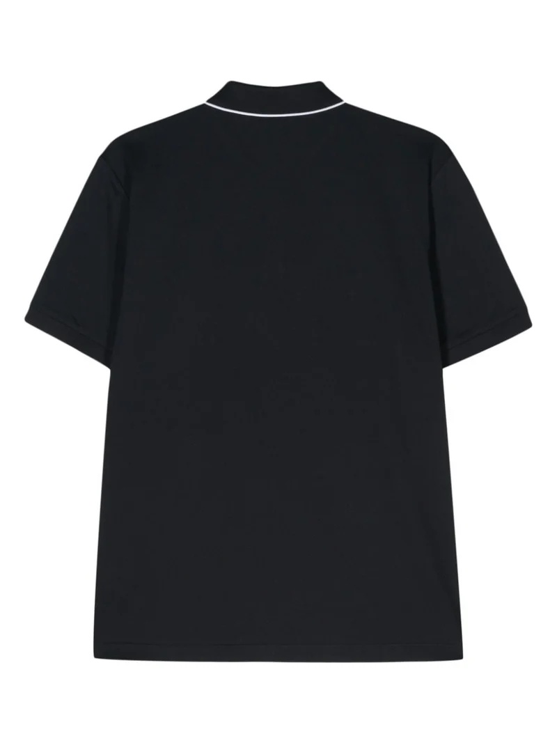 Peserico Ribbed Cotton Polo Shirt With Contrast Trim In Black