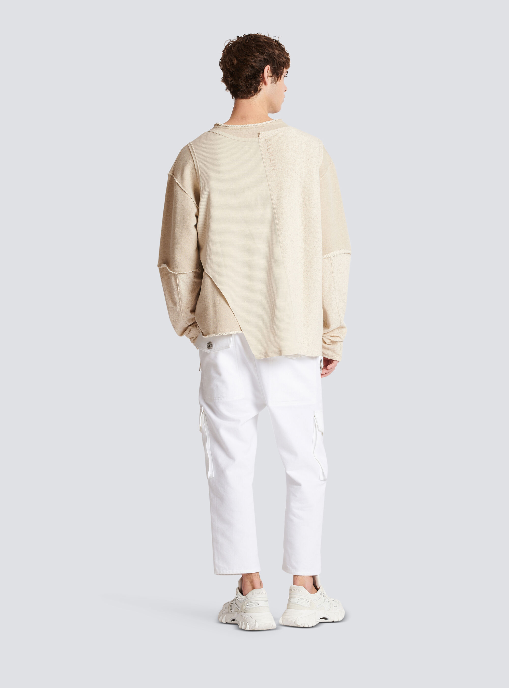 Balmain Patchwork Long-sleeve Top In White