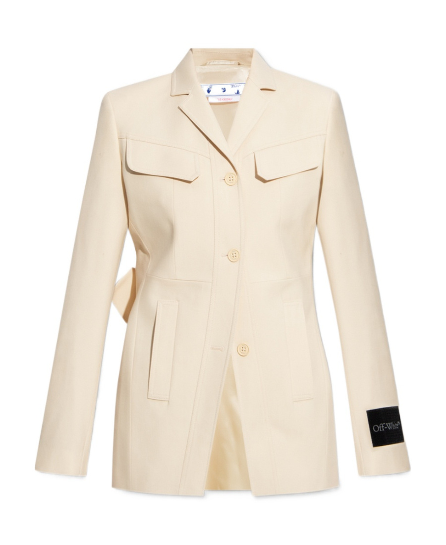 Off-white Single-breasted Wool Blazer In Nude