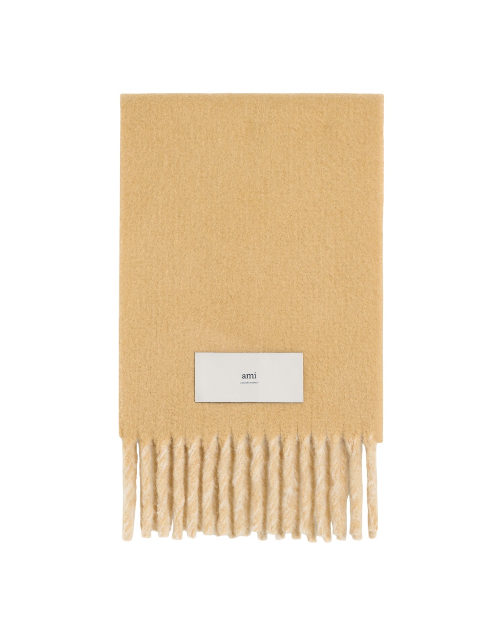 Ami Alexandre Mattiussi Fringed Wool Blend Scarf In White