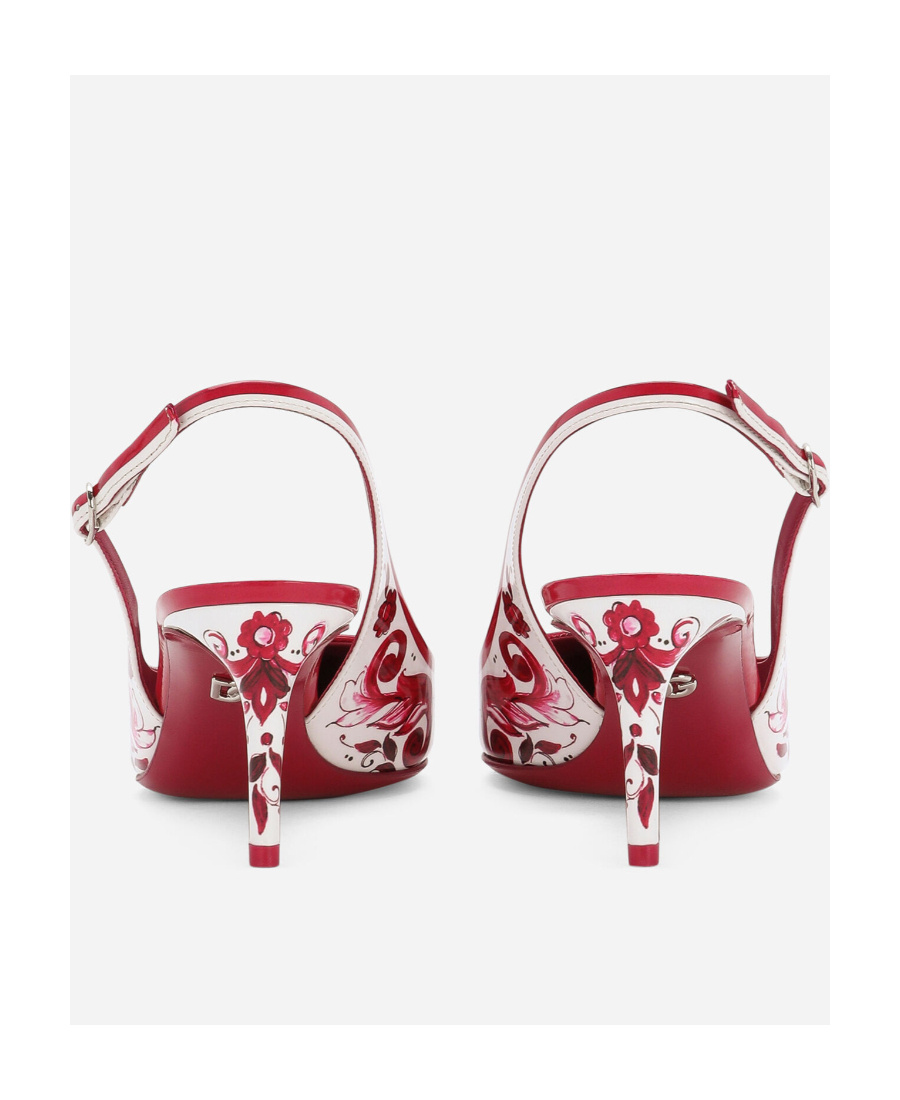 Dolce & Gabbana Lollo 60 Majolica Print Slingback Pumps In Red