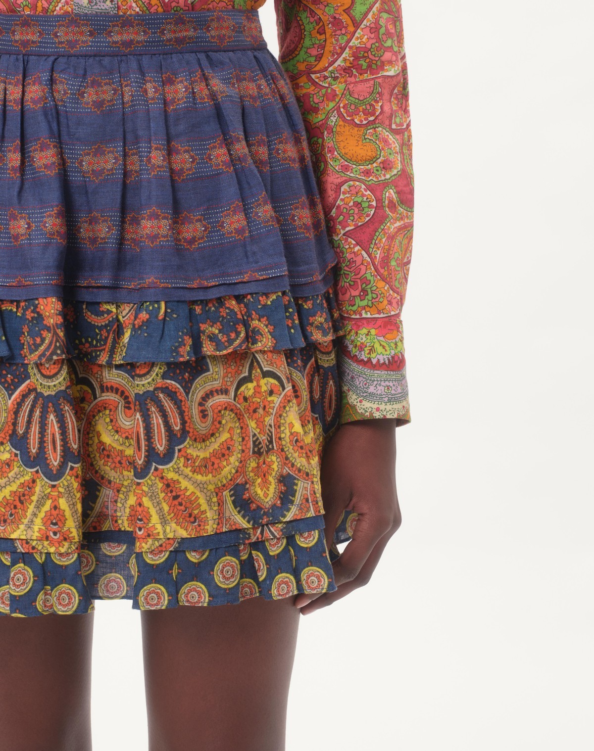 Shop Valentino Skirt In Lino Paisley Medaglioni Voyage Imaginaire In Multicolor