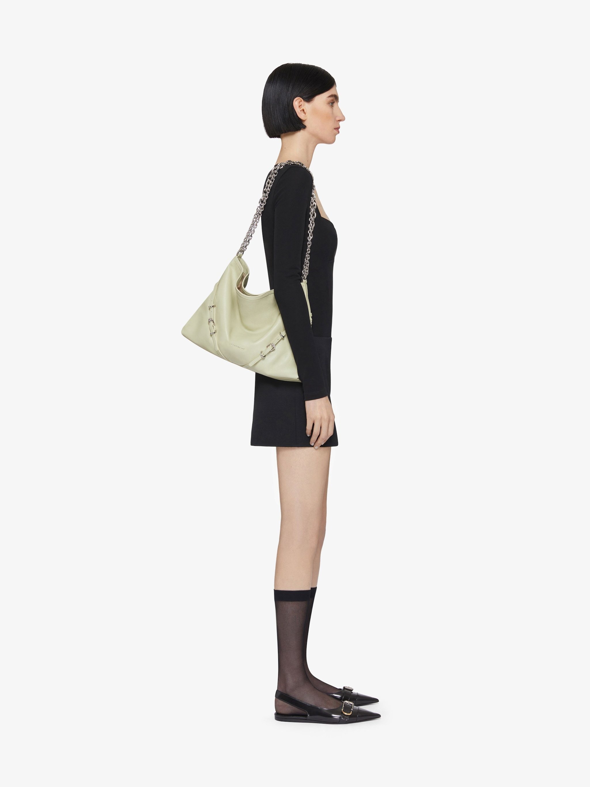 Givenchy Medium Voyou Leather Shoulder Bag In Nude