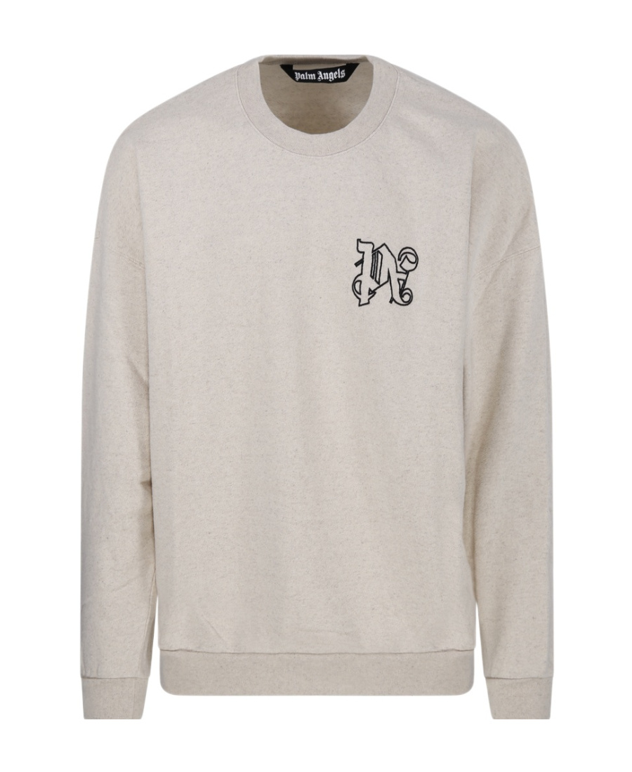 Palm Angels Monogram Crewneck Sweatshirt In White