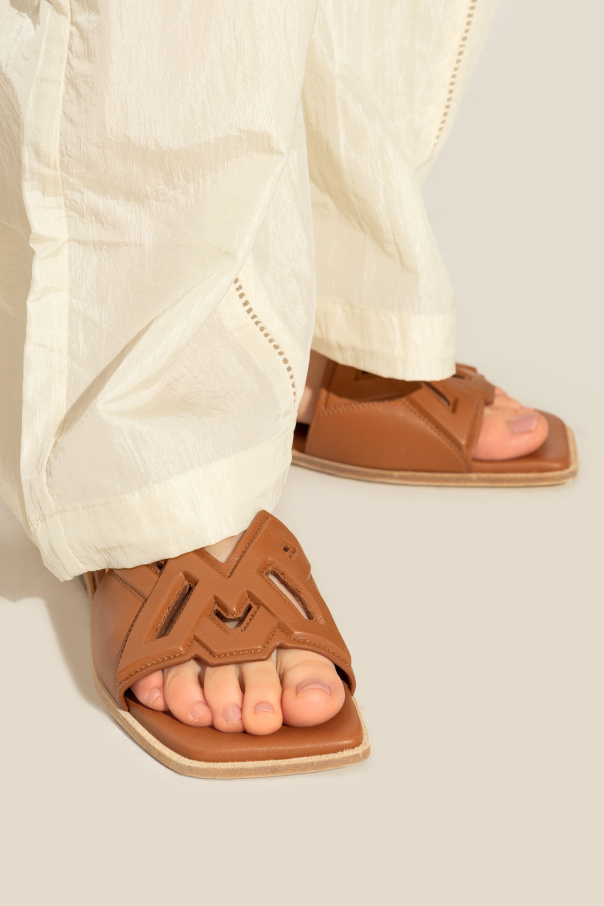 Vic Matie Logo-debossed Square Open Toe Sandals In Brown