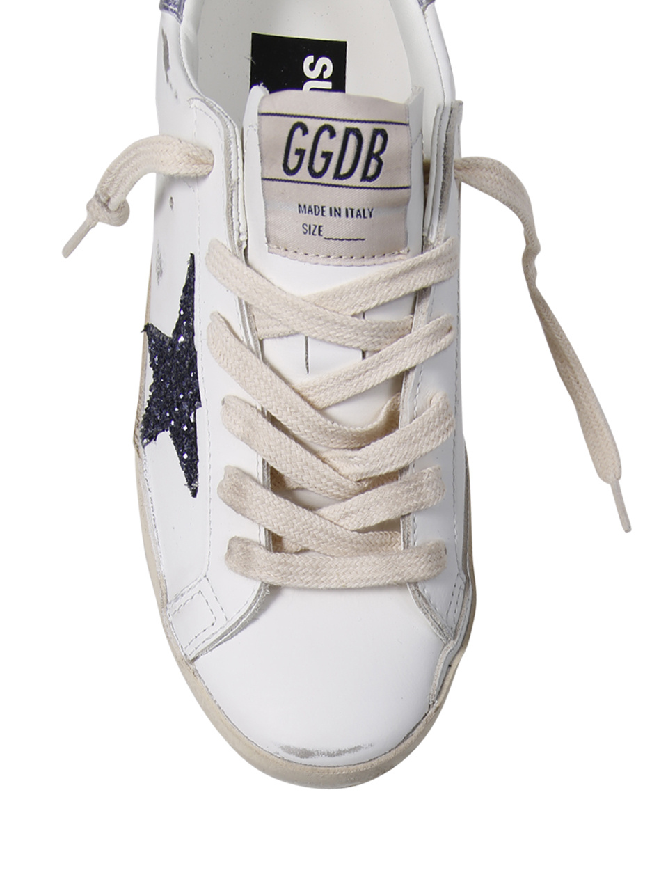 Golden Goose Super Star Leather Upper And Toe Glitter Star Laminated Heel