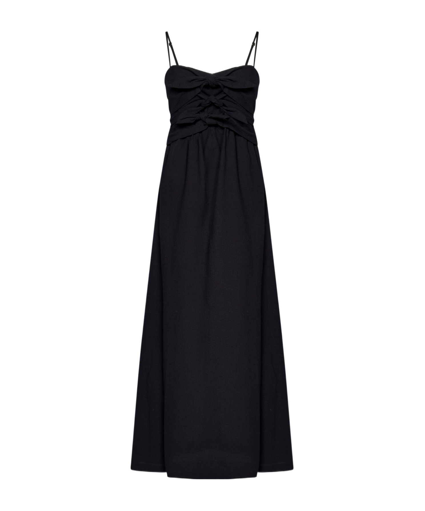 Msgm Fitted Black Dress With Ruching And Flowing Skirt
