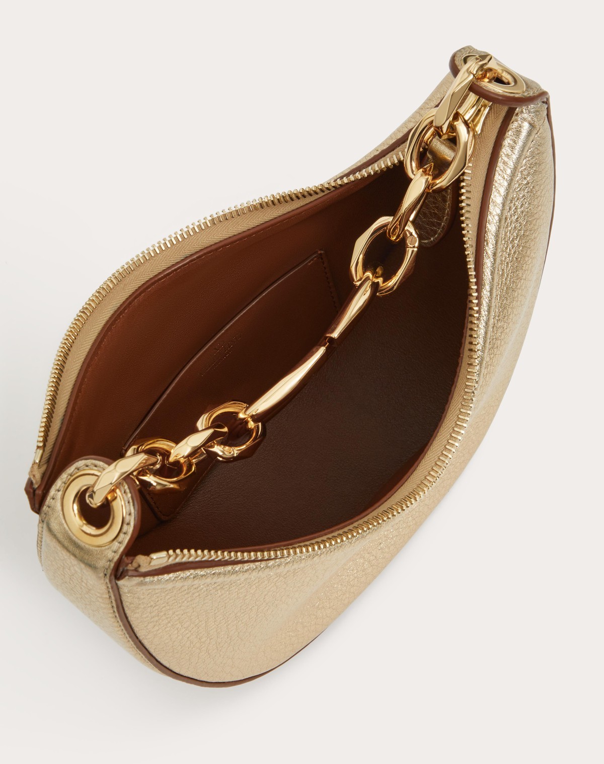 Valentino Mini Vlogo Moon Chain Shoulder Bag In Nude