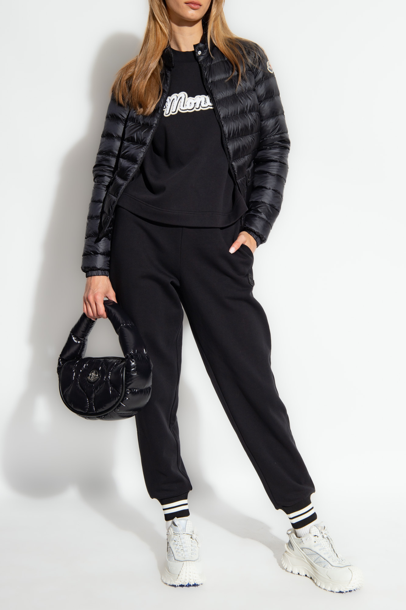 Moncler Lans Down Jacket With Pockets On The Front In Black