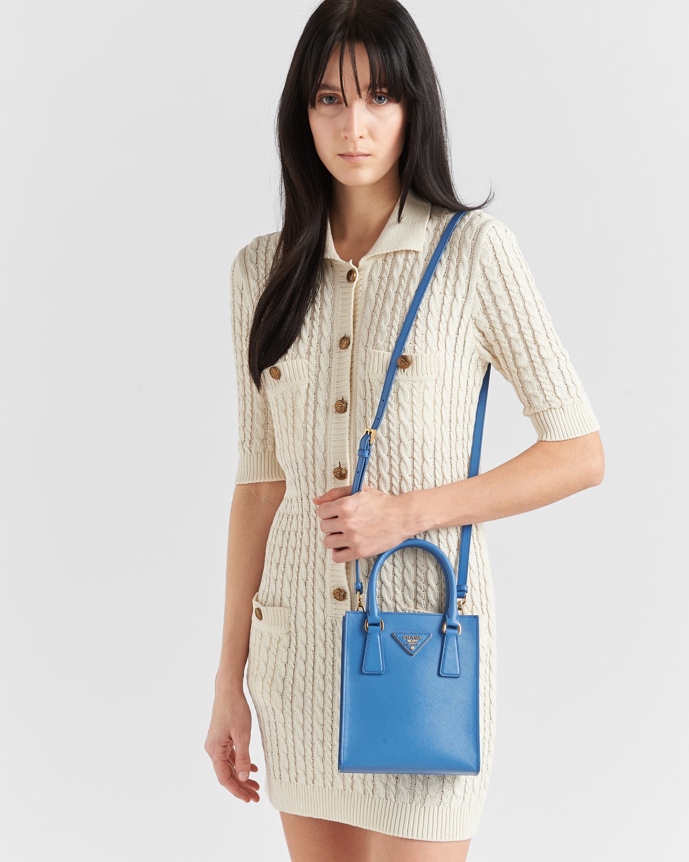 Shop Prada Saffiano Leather Handbag In Blue