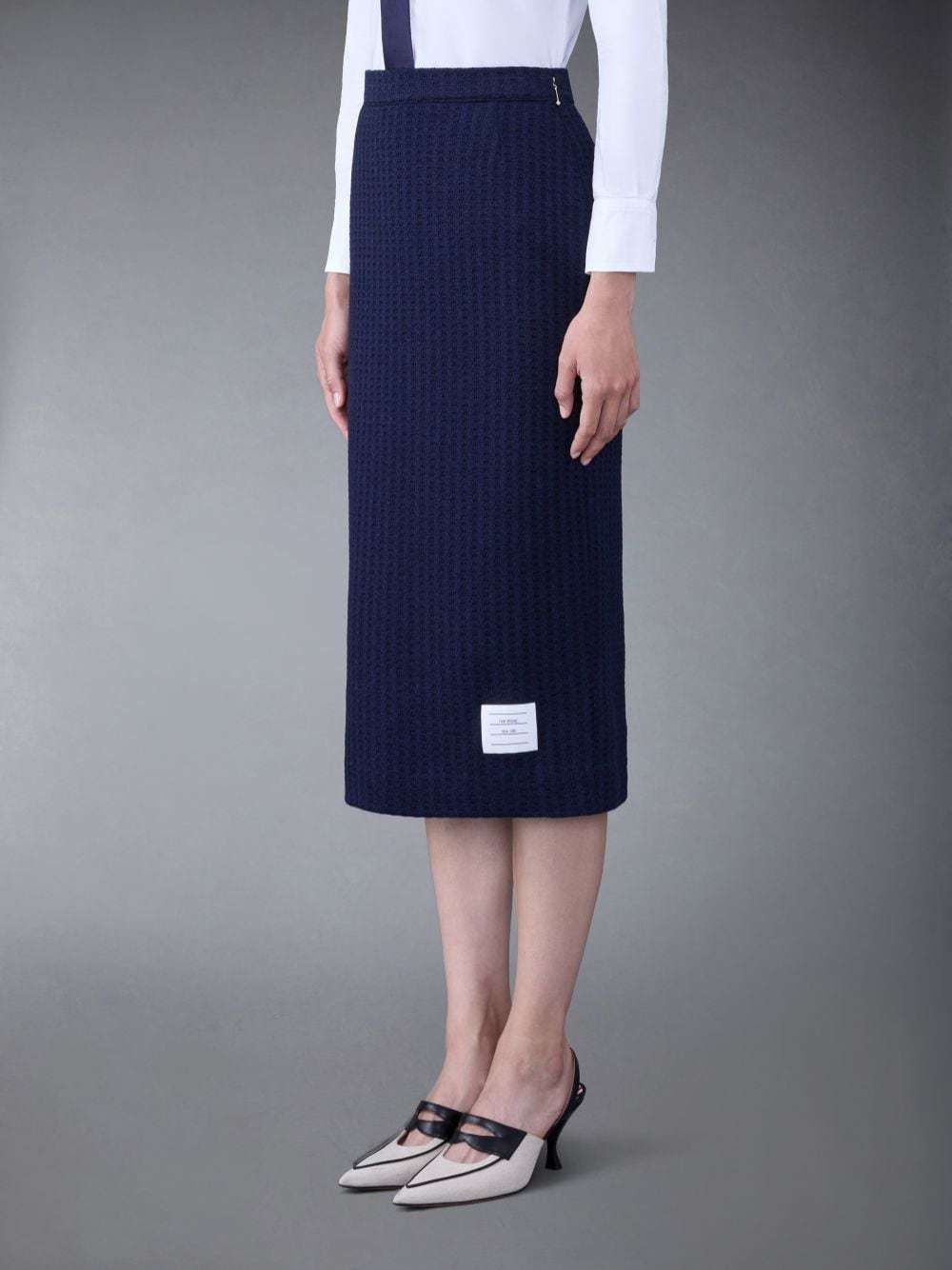 Thom Browne Logo-patch Jacquard Skirt In Black