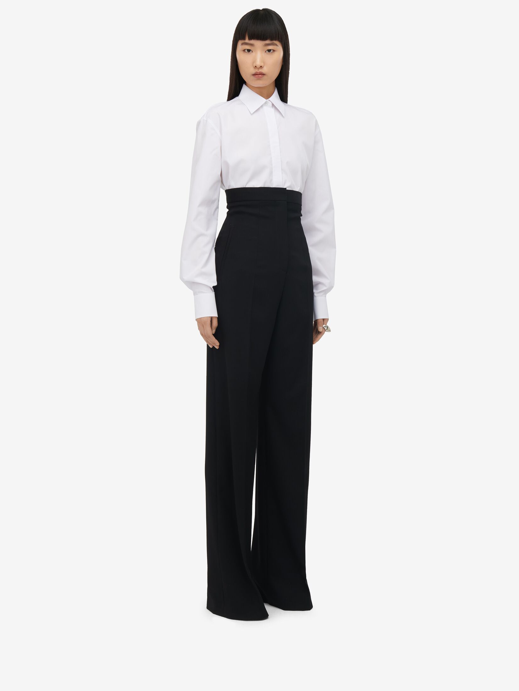 Alexander Mcqueen High-rise Wool-twill Trousers In Black