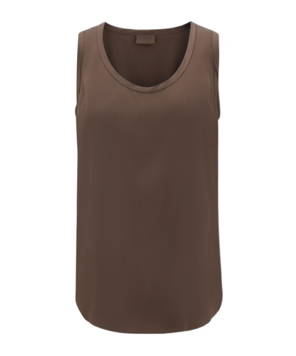 Brunello Cucinelli Round Neck Sleeveless Vest In Brown