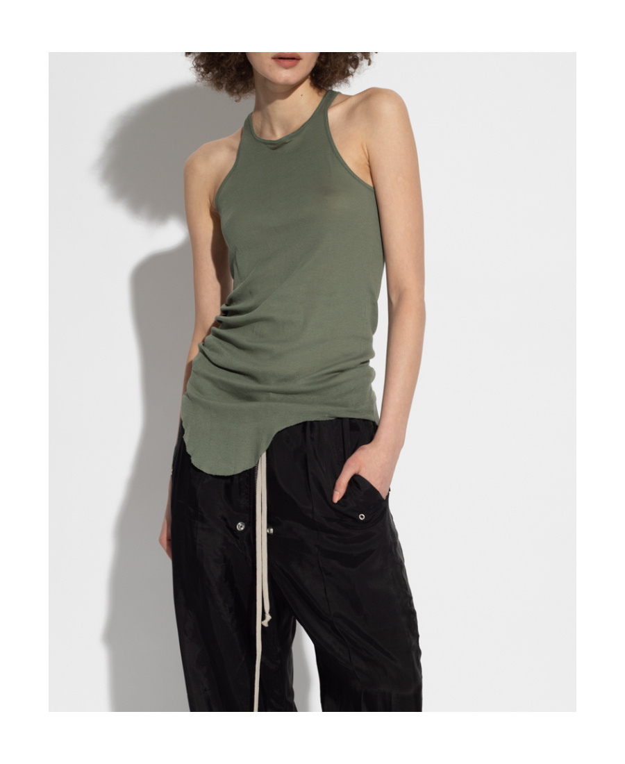 Rick Owens Basic Ribbed-knit Tank Top In Green