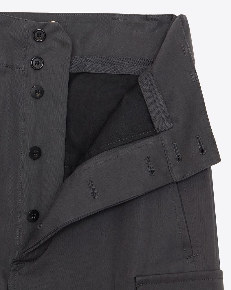 Saint Laurent Grey Wide Leg Pants In Black