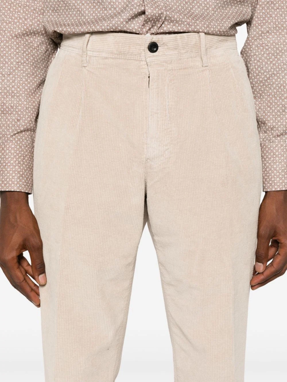 Incotex Tapered-leg Corduroy Trousers In Nude