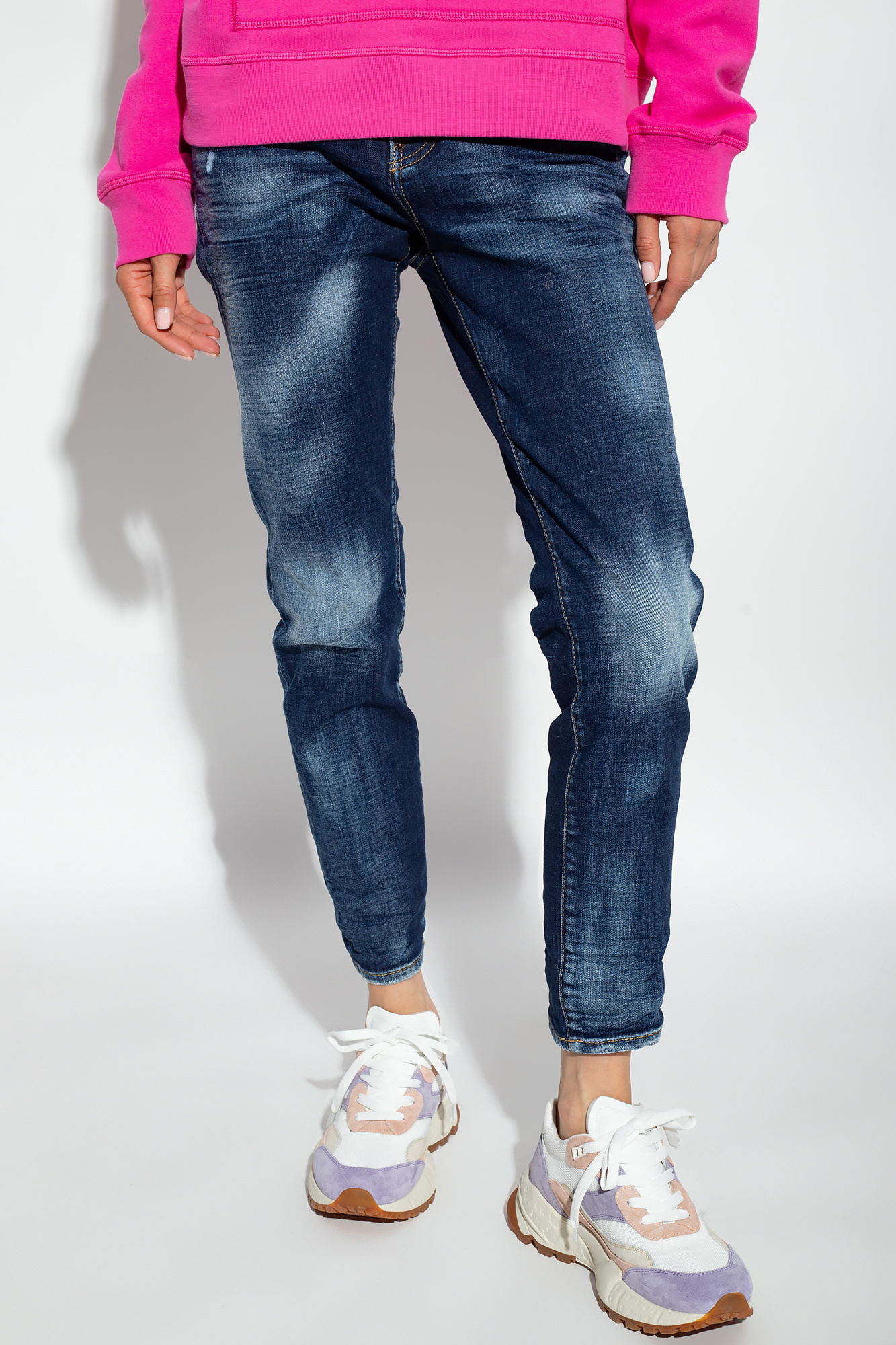 Dsquared2 Bleached-effect Skinny Jeans In Blue