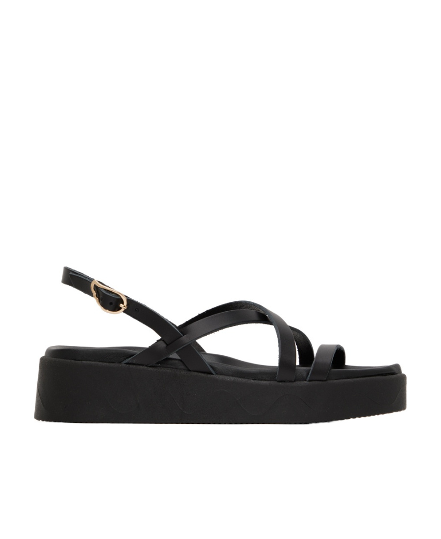 Ancient Greek Sandals 30mm Crossover Platform Sandals In Black