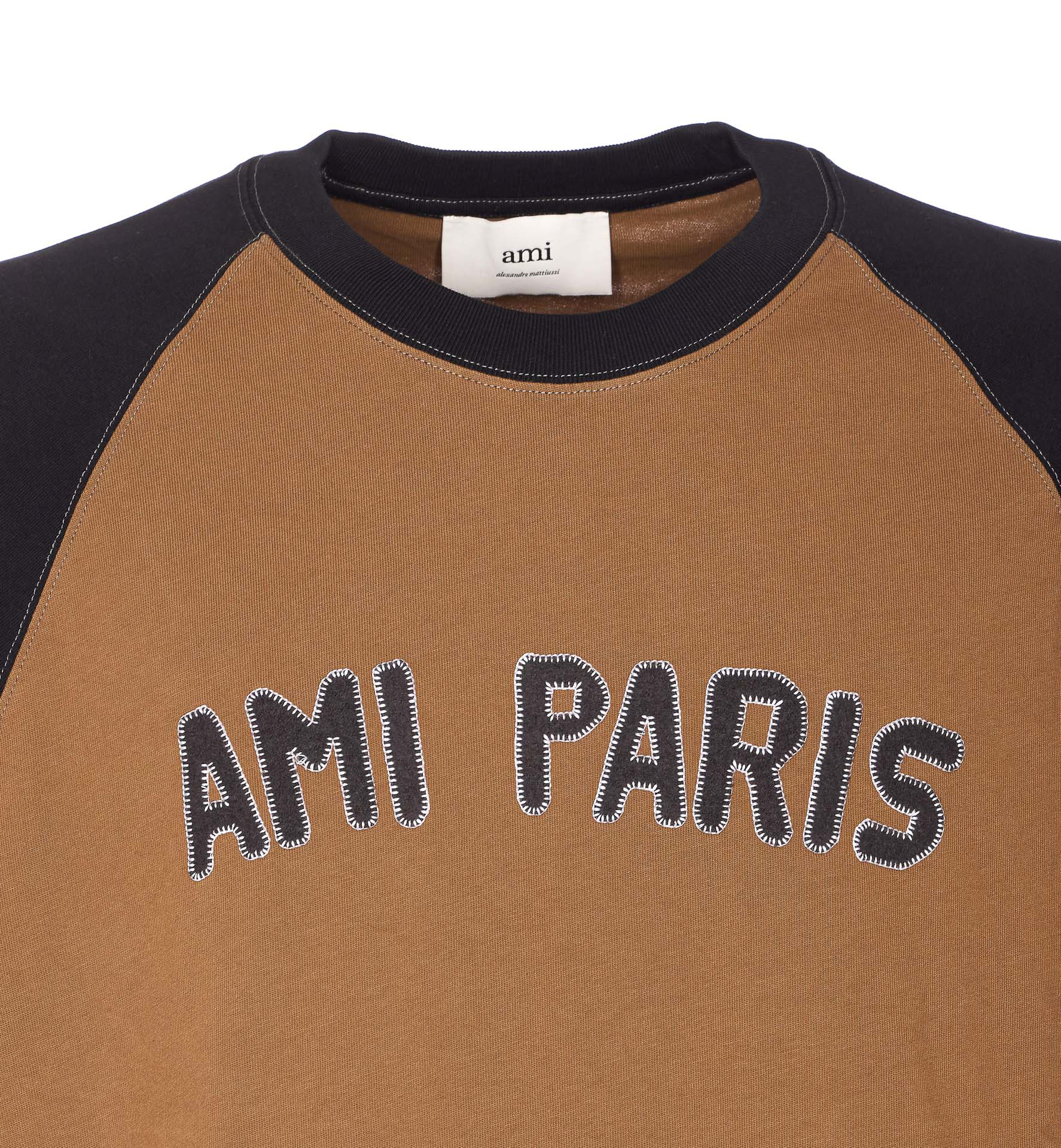Ami Alexandre Mattiussi Ami Paris Men Cotton Colorblock T-shirt In Brown