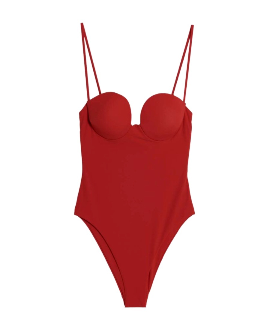 Magda Butrym Thin Shoulder Strap One-piece Swimsuit In Red