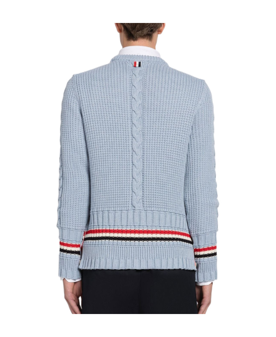 Thom Browne Stripe-detail Wool Cardigan In Blue