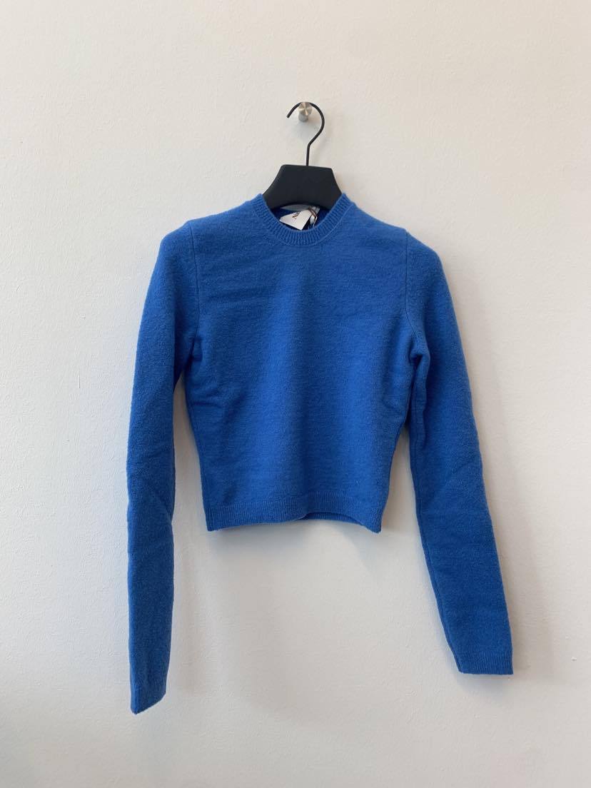 Nanushka 'tama' Sweater In Compact Boucle Knit In Blue