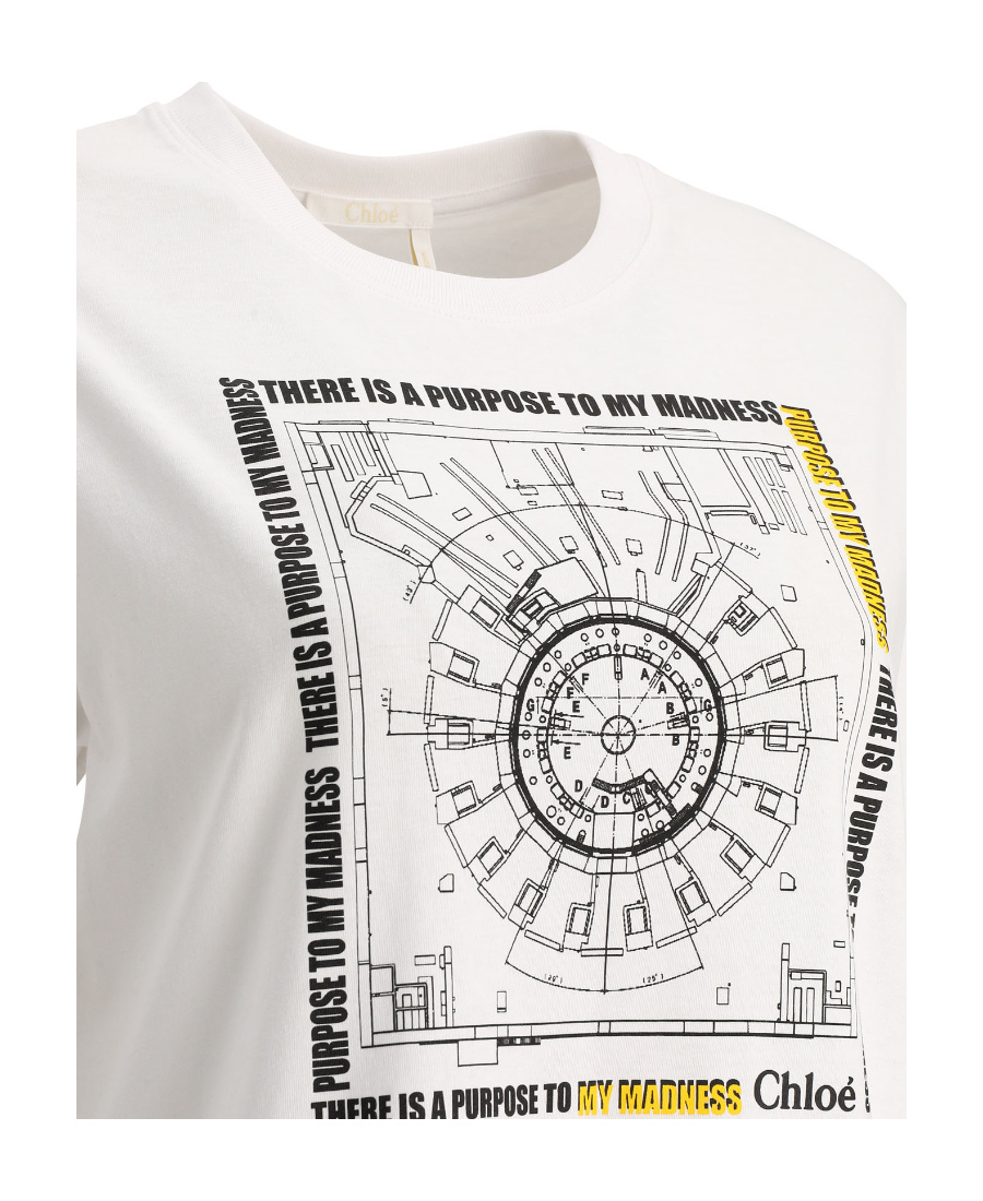 Chloé Short-sleeved Round Collar T-shirt In White