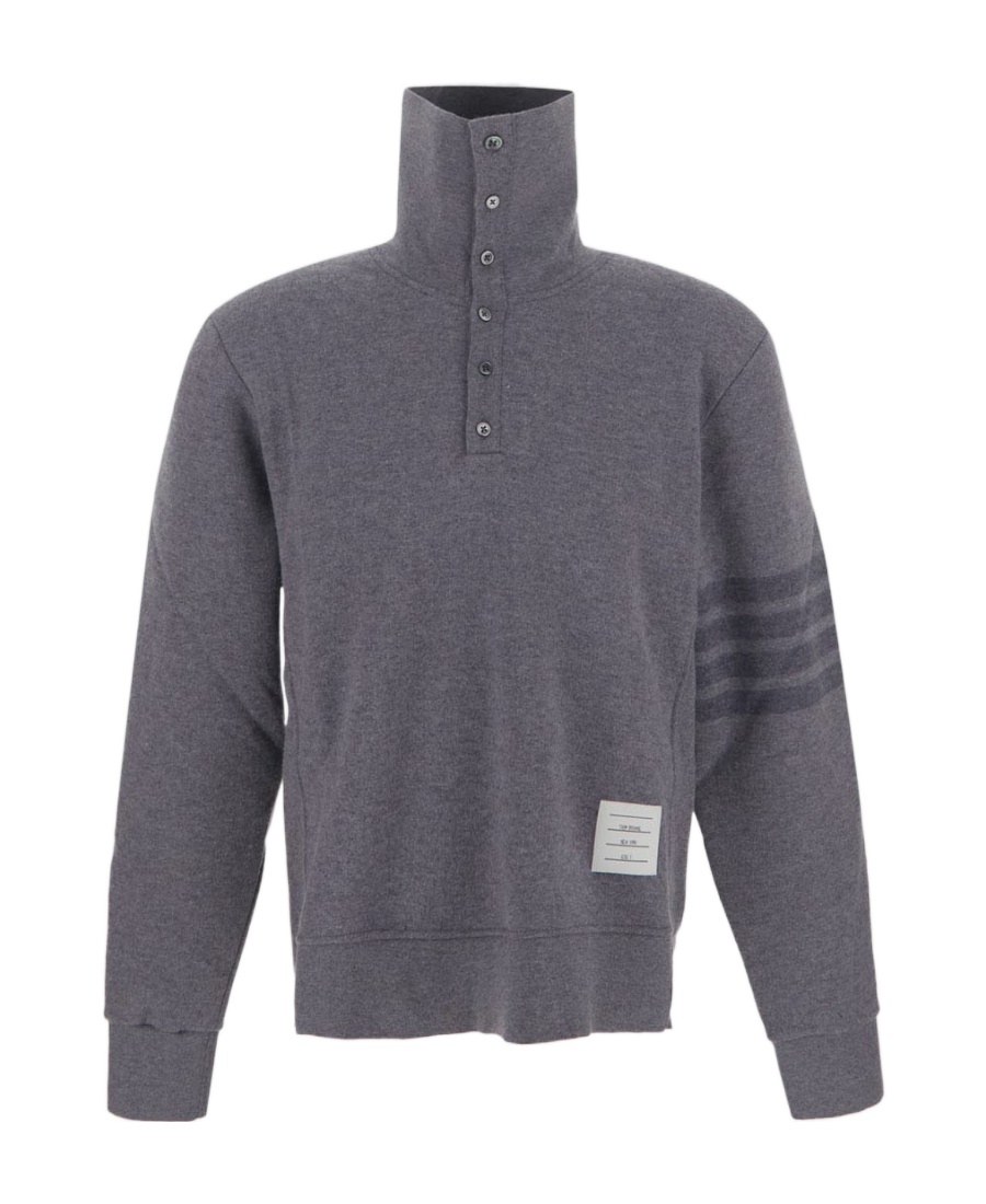 Thom Browne Stripe-detail Knit Jumper In Gray